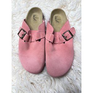 White Mountain Shoes Womens 9 Boston Clogs Pink Slip On Suede